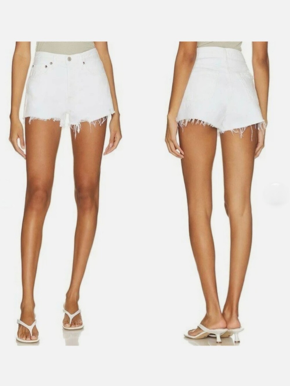 Agolde Womens Parker Boho Preppy Revolve White Cotton Cut Off Jean Shorts 26